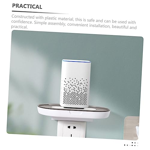 HOMOCONO Wall Mount Outlet Shelf Wall Hanging Shelves Router Container Creative Outlet Shelf for Home Cable Holder Wall Outlet Stand Wall Mount Shelf Decor Storage Shelf for Outlet Grey Abs