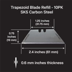 Blade ID - SK5 Carbon Steel Utility Knife Blade Refill Pack - Precision Laser Marked & Labeled for Specific Material Use or Location (LEATHER / 10PK)