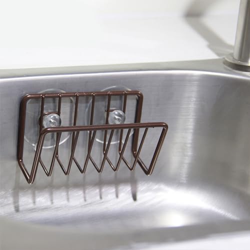 Jesscasday Kitchen Sink Drain Rack Hollow Draining Holder Metal Wrought Iron Shelf for Bath Dishwashing Cloth Soap Collection