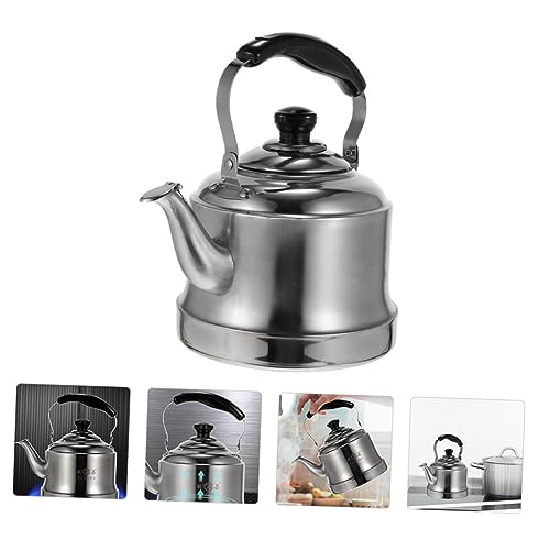 GRADENEVE 1pc Stainless Steel Kettle Whistling Water Kettle Small Espresso Machine Whistle Kettle Heated Coffee Mug Japanese Tea Pots Boiling Portable Water Kettle Whistle Teakettle Silver