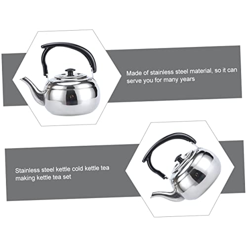 GRIRIW Stainless Steel Teapot Travel Kettle Water Boiling Container Teapot Spout Filter Hiking Stove Water Heating Kettle Espresso Machine Travel Water Kettle Coffe Filters Silver