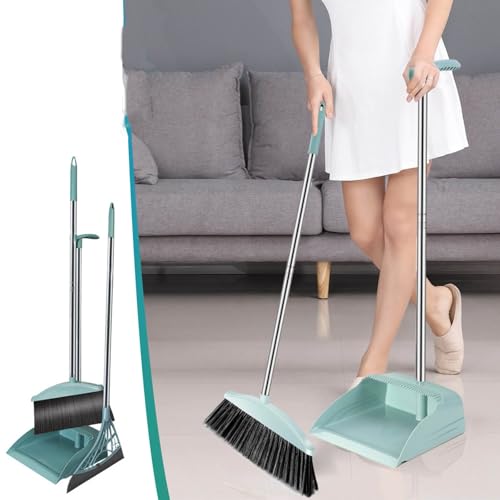 Brooms and Dustpan Set for Home Indoor Brooms with Dustpan Combo Set with Long Handle Angle Brooms for Office, Home, School, Hotel, Kitchen, Floor