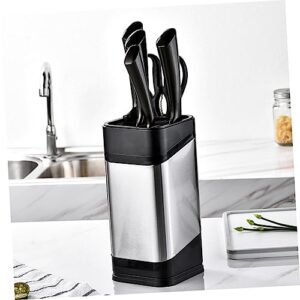 PRETYZOOM Knife Storage Rack Holder Rack Kitchen Supplies Cutlery Display Stand Steel Block Scissor Organizer Shelf Cutlery Block Container Cutter Storage Holder Drawer Black Stainless Steel