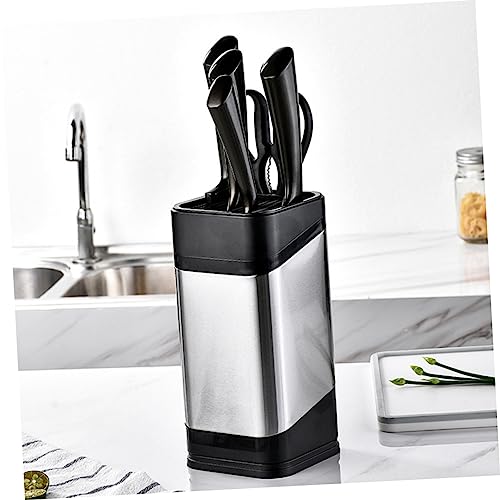 PRETYZOOM Knife Storage Rack Holder Rack Kitchen Supplies Cutlery Display Stand Steel Block Scissor Organizer Shelf Cutlery Block Container Cutter Storage Holder Drawer Black Stainless Steel