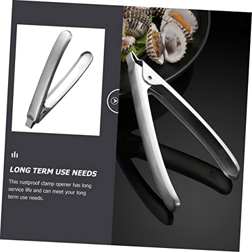 FELTECHELECTR Stainless Steel Clam Opener Knives Dexter Knives Daily Use Clam Clamp Ergonomic Clam Clamp Clams Open Clips Kitchen Clam Clamp Blood Clam Clip Pine Nut Opener Silver