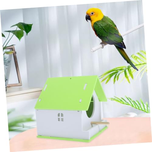 Parliky Birds Supplies Cage Cups for Chickens Bird Breeding House Bird Incubation Bird Cage Budgie Warm Bird Nest Bird Incubator Parrot Nest Bird Hideout Bird Feeder House Green Wooden