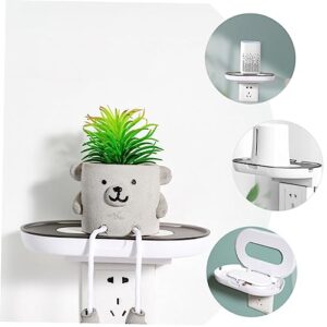 HOMOCONO Wall Mount Outlet Shelf Wall Hanging Shelves Router Container Creative Outlet Shelf for Home Cable Holder Wall Outlet Stand Wall Mount Shelf Decor Storage Shelf for Outlet Grey Abs