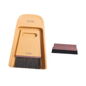 foytoki household broom and dustpan brooms decals for restroom household broom dustpan desktop mini broom table broom and dustpan dust pan mini hand broom office supplies yellow