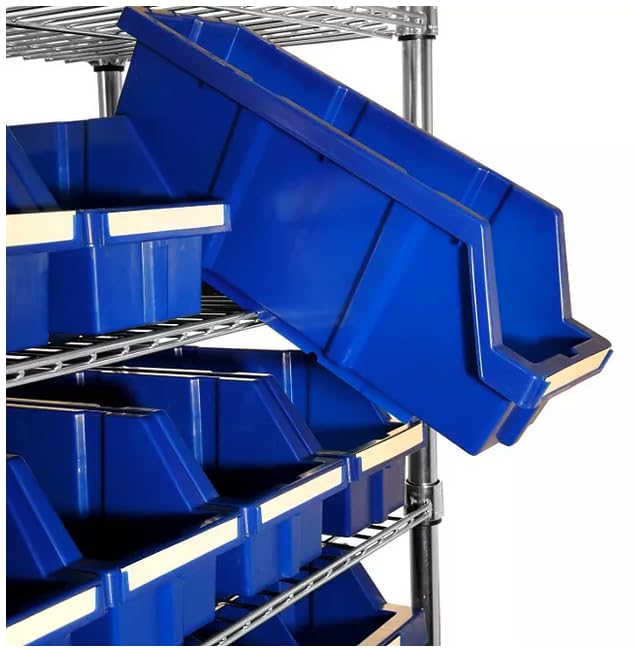 Heavy-Duty Steel Wire Shelving Storage Unit, 24-bin Rack with Wheels (Blue)