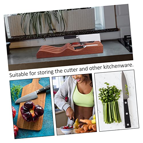 1pc Ebony Holder Storage Rack Desk Top Organizer Shelf Block Organizer Tray Desktop Organizer Shelf Kitchen Cutter Storage Holder Cutter Shelf Home Kitchen Cutter Rack Brown GRADENEVE