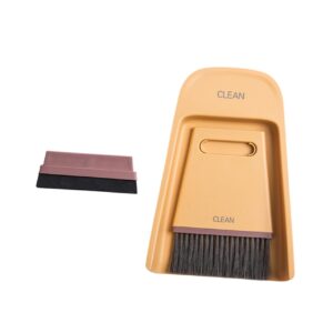 goohochy household broom and dustpan soft bristle broom car dustpan and broom office supplies mini hand broom table broom and dustpan mini broomstick desktop sweep cleaning brush yellow