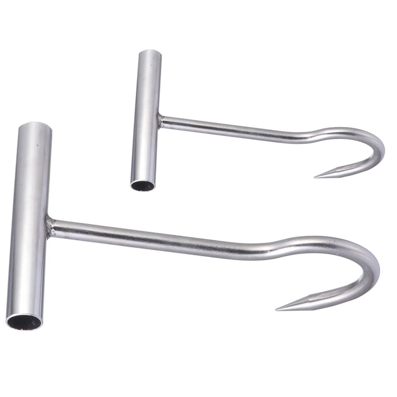 GREENADSCAPE 2pcs Pork Hook Turkey Hook for Fryer Butchering Supplies Butchering Meat Hook Manhole Hook Meat Boning Hook Heavy Duty Meat Hooks Grill Accesories Tool Hooks Silver Stainless Steel