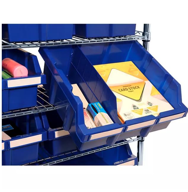 Heavy-Duty Steel Wire Shelving Storage Unit, 24-bin Rack with Wheels (Blue)