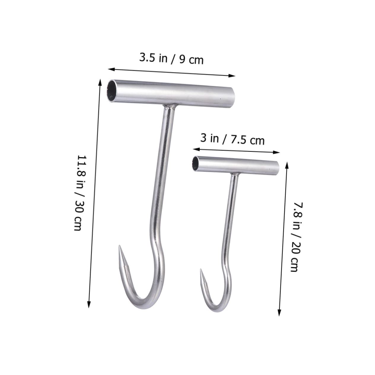 GREENADSCAPE 2pcs Pork Hook Turkey Hook for Fryer Butchering Supplies Butchering Meat Hook Manhole Hook Meat Boning Hook Heavy Duty Meat Hooks Grill Accesories Tool Hooks Silver Stainless Steel