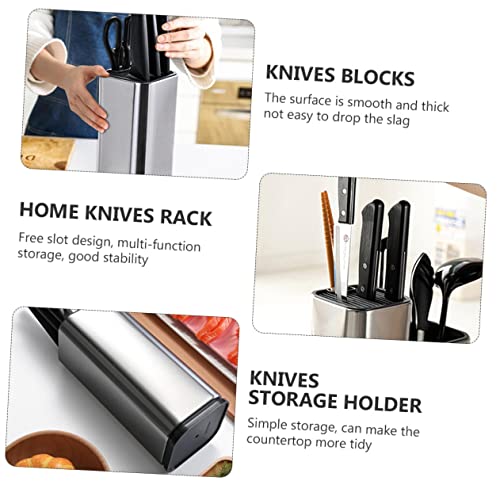 Mikinona 1pc Tool Holder Kitchen Cutter Organizer Cutter Storage Rack Multifunction Stand Containers Home Knives Rack Cutting Tool Rack Knives Holder Stainless Steel Silver