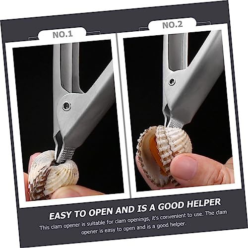 FELTECHELECTR Stainless Steel Clam Opener Knives Dexter Knives Daily Use Clam Clamp Ergonomic Clam Clamp Clams Open Clips Kitchen Clam Clamp Blood Clam Clip Pine Nut Opener Silver