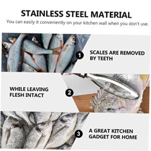 FUNOMOCYA 2pcs Fish Scaler Fish Scale Remover Household Cleaner Fish Descaling Tool Fish Scrapers Fish Cleaning Tools Fish Scale Scraper Fish Scale Cleaner Stainless Steel Silver