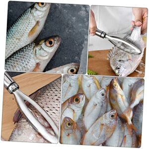 FUNOMOCYA 2pcs Fish Scaler Fish Scale Remover Household Cleaner Fish Descaling Tool Fish Scrapers Fish Cleaning Tools Fish Scale Scraper Fish Scale Cleaner Stainless Steel Silver