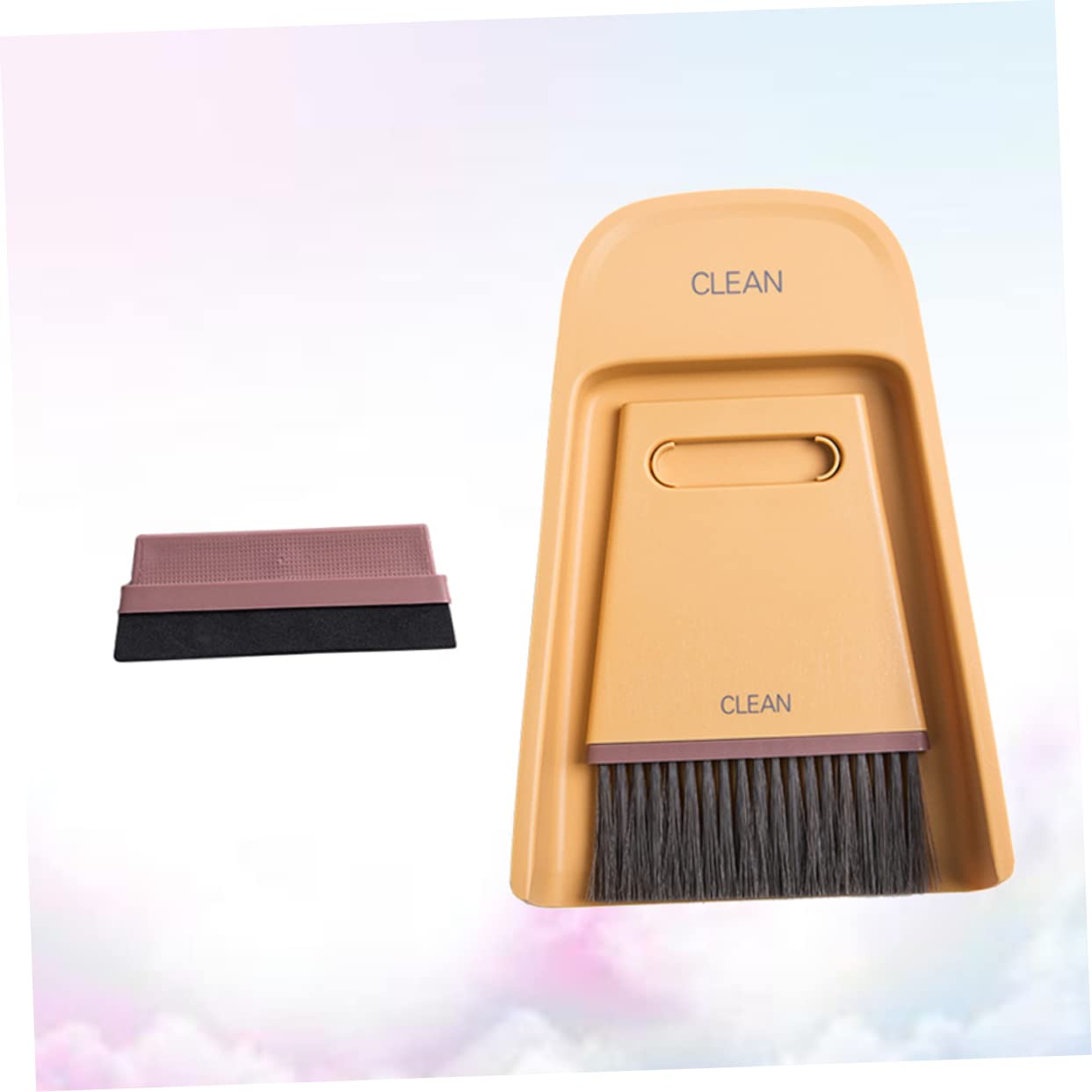 GOOHOCHY Household Broom and Dustpan Soft Bristle Broom Car Dustpan and Broom Office Supplies Mini Hand Broom Table Broom and Dustpan Mini Broomstick Desktop Sweep Cleaning Brush Yellow