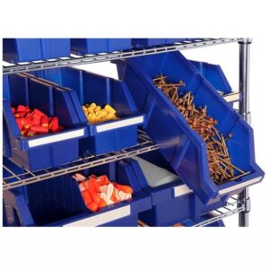 Heavy-Duty Steel Wire Shelving Storage Unit, 24-bin Rack with Wheels (Blue)