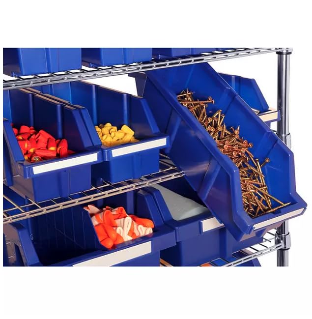 Heavy-Duty Steel Wire Shelving Storage Unit, 24-bin Rack with Wheels (Blue)