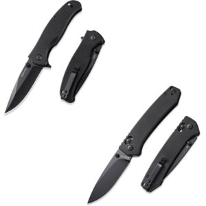 emhtiii pocket knife folding knives: 3.14" stainless steel black blade, g10 scales