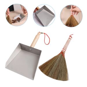 SKISUNO 1 Set Mini Broom Set Floor Broom Multi-Function Mini Dustpan Table Brush Mini Cleaning Broom Miniature Dustpan and Brush Household Table Broom Dust Pan Toy Small Table Broom Wooden