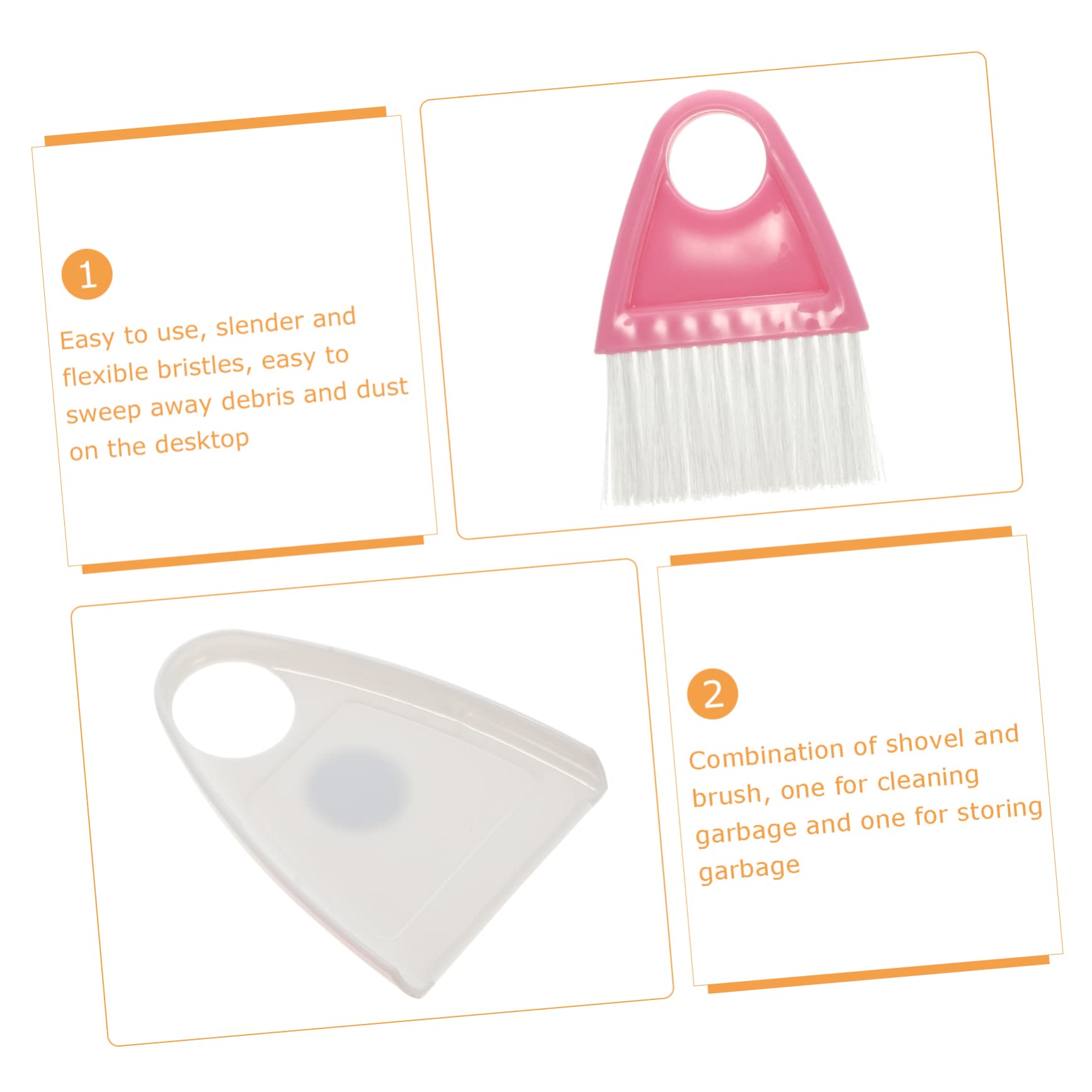 ORFOFE 2 Sets Small Broom Cleaning for Household Use Household Cleaning Brush Mini Dustpan Daily Cleaning Necessity Pet Broom Mini Hand Broom Portable Brush Mini Garbage Container Plastic