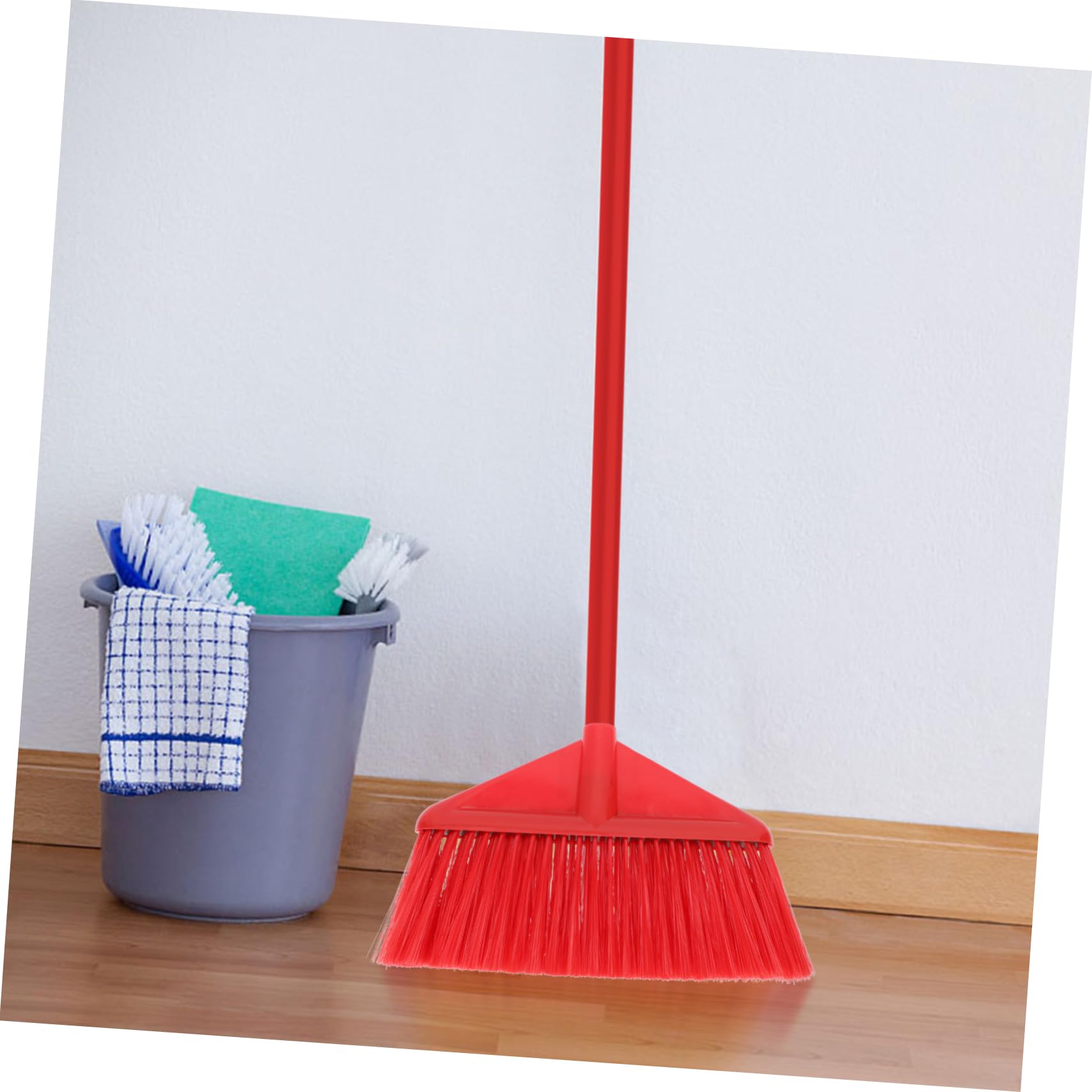 Gogogmee Broom Head Tub Cleaning Brush Kitchen Accessory Multi Functional Cleaning Brush Indoor Broom Soft Bristle Broom Household Broom Part Flat Floor Sweeper Kitchen Supply Red Plastic