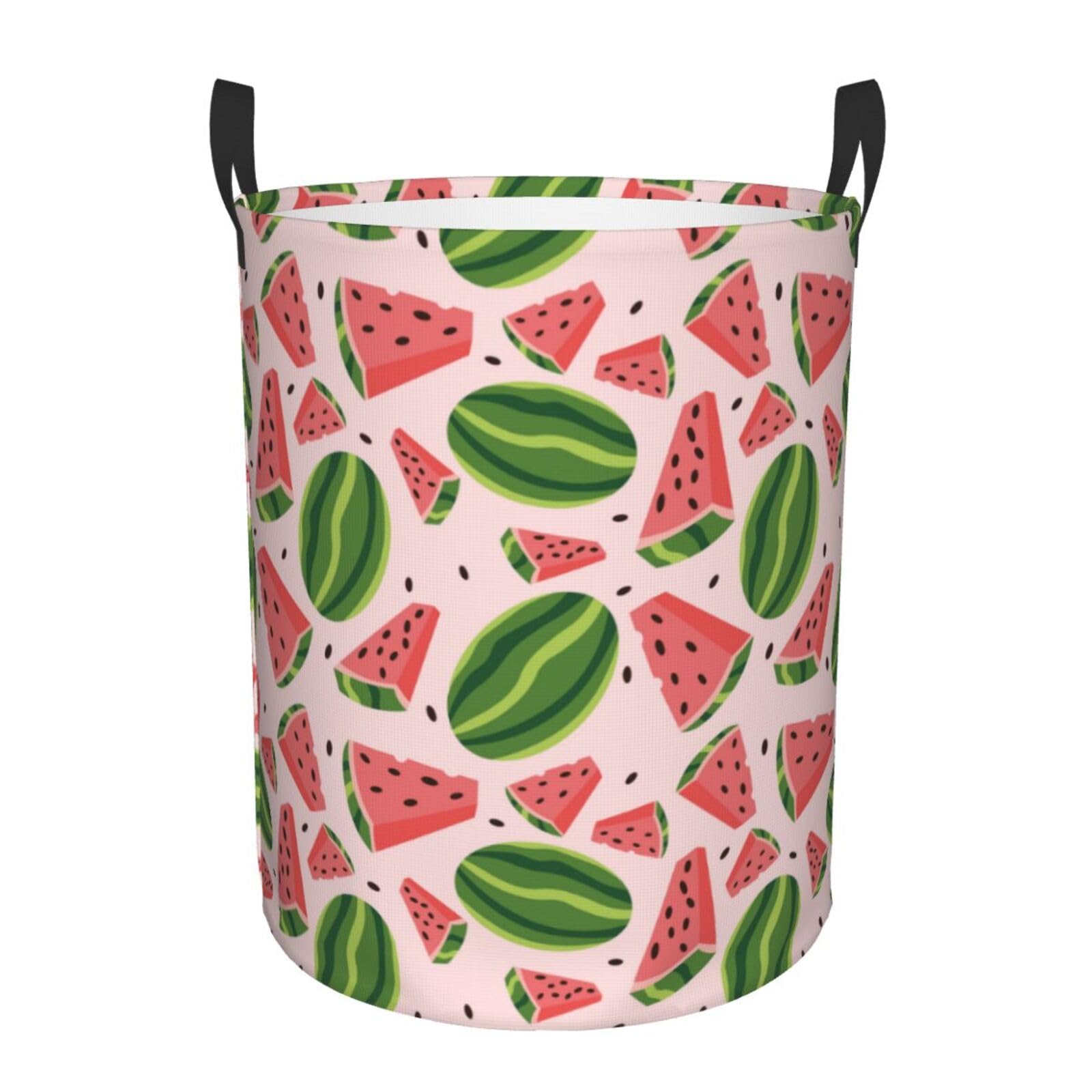 Large Laundry Basket with Handles - Cute green Watermelon Pink Baby Kids Dirty Clothes Laundry Hamper