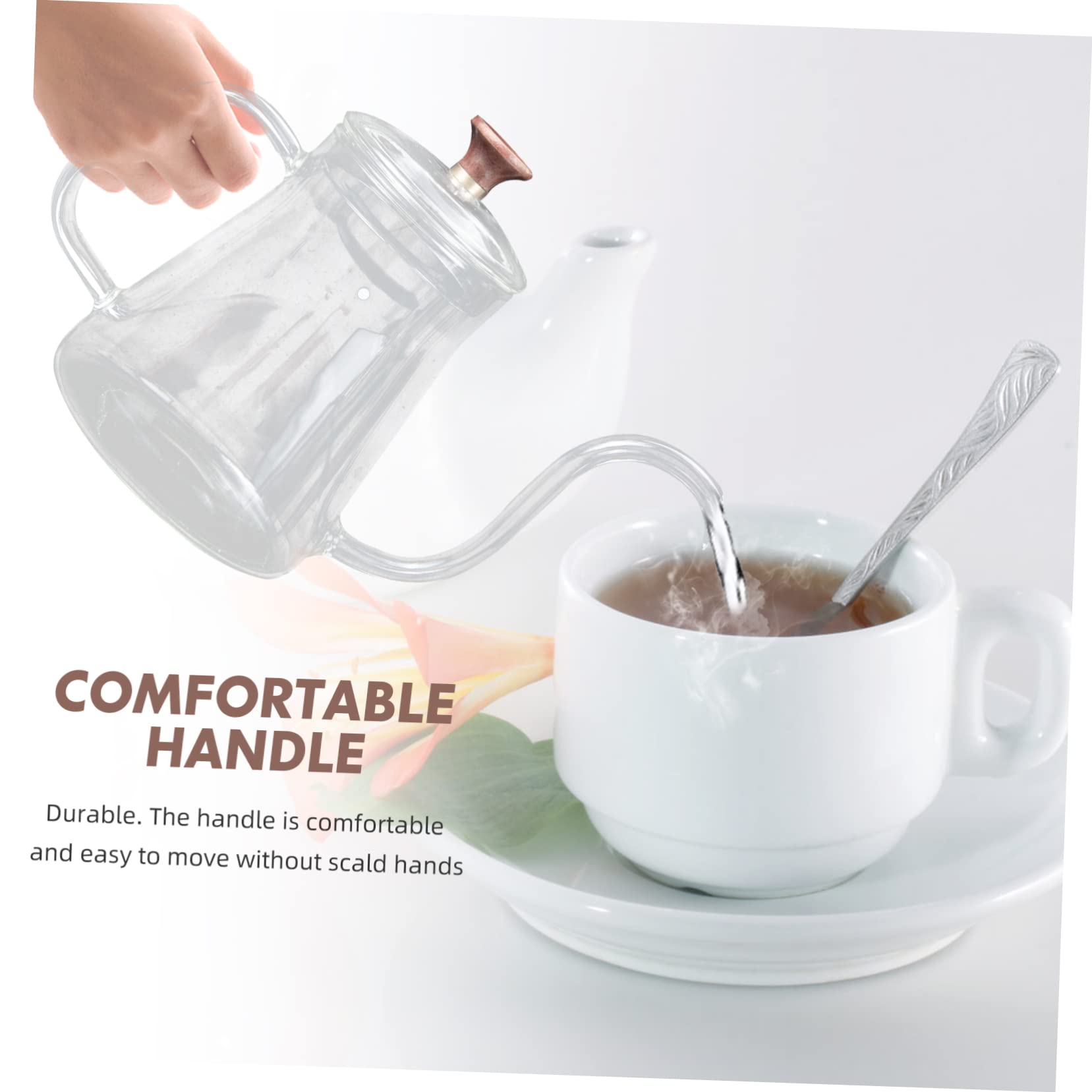 GRADENEVE Coffee Hand Pot Hand Drip Coffee Kettle Long Spout Coffee Kettle Clear Coffee Kettle Espresso Coffee Maker Goose Neck Teapot Gooseneck Kettle Stovetop Thermal Carafe Glass