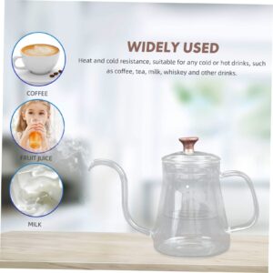 GRADENEVE Coffee Hand Pot Hand Drip Coffee Kettle Long Spout Coffee Kettle Clear Coffee Kettle Espresso Coffee Maker Goose Neck Teapot Gooseneck Kettle Stovetop Thermal Carafe Glass