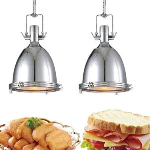 food heating lamp portable vertical food heat warmer lamp pizza french fry buffet party a unique chandelier of insulating equipment of hotel restaurant (color : black) (silver)