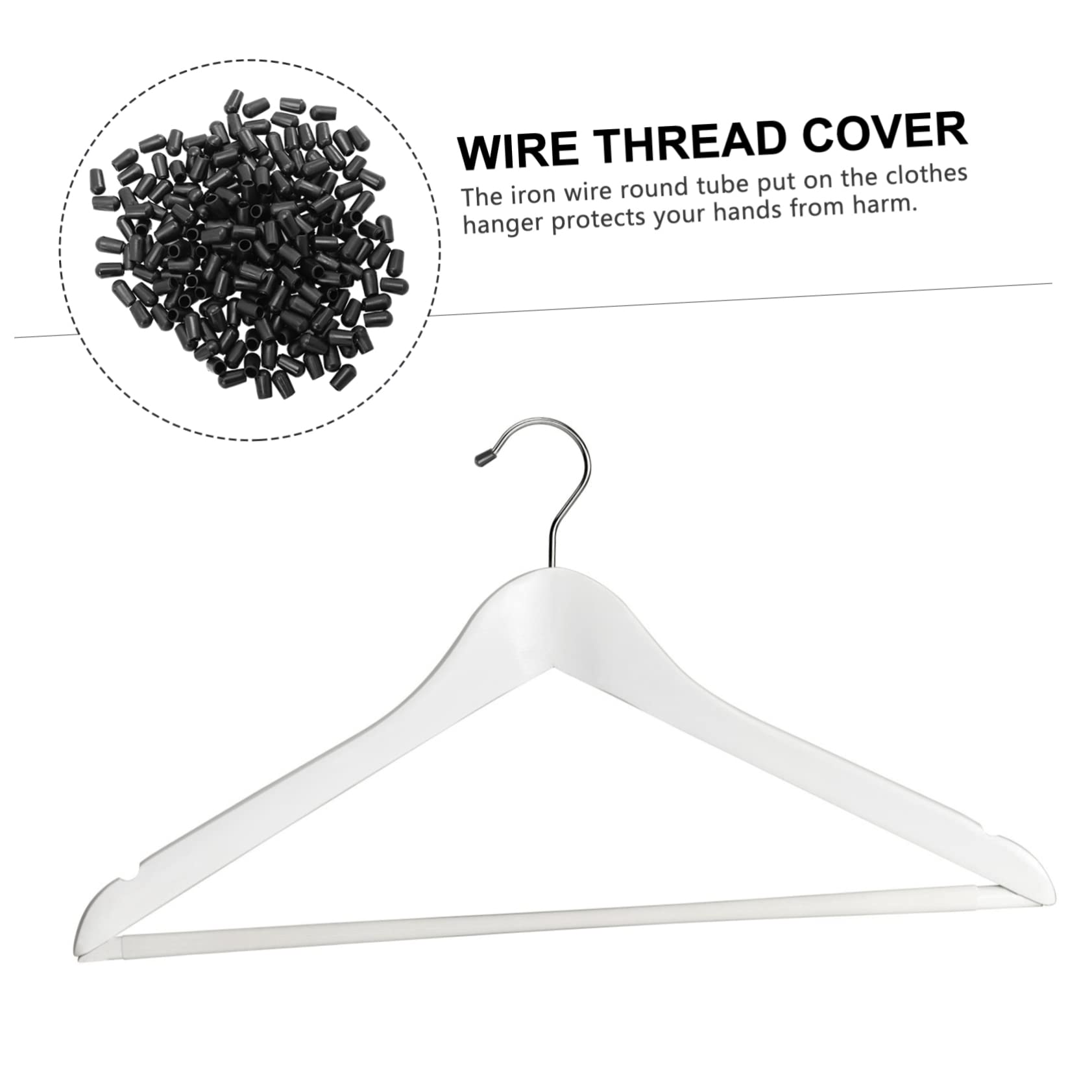 IMIKEYA 1set Round Rubber Sleeve Wire Hangers Clothes Hanger End Caps Rack Tine Prong Cover Shelf Prong Accessory Screw Caps Thread Shelf Organizer Tip Caps Black PVC 200pcs