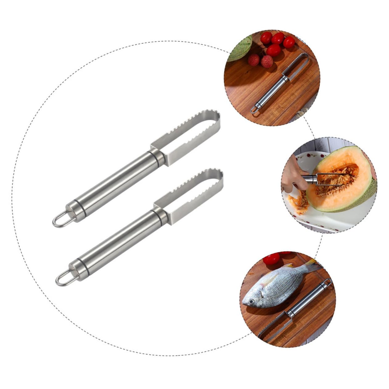 LABRIMP 2pcs Fish Scale Planer Salmon Scraper Japanese Fish Scaler Fish Skin Scaler Vegetable Peeler Fish Scale Scraping Fish Scale Scrapers Fish Shavera Stainless Steel Silver