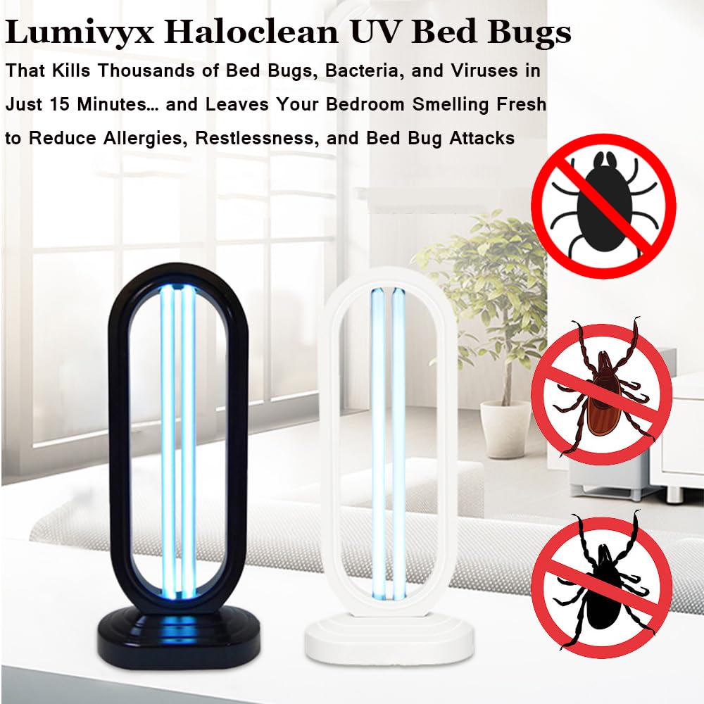 Lumivyx Haloclean Uv - Official Flagship, Uvo254 Powered Home Disinfection Tower, Lumivyx Haloclean UV, Cleans The Bedroom and Provides Lighting (3Pcs Black)