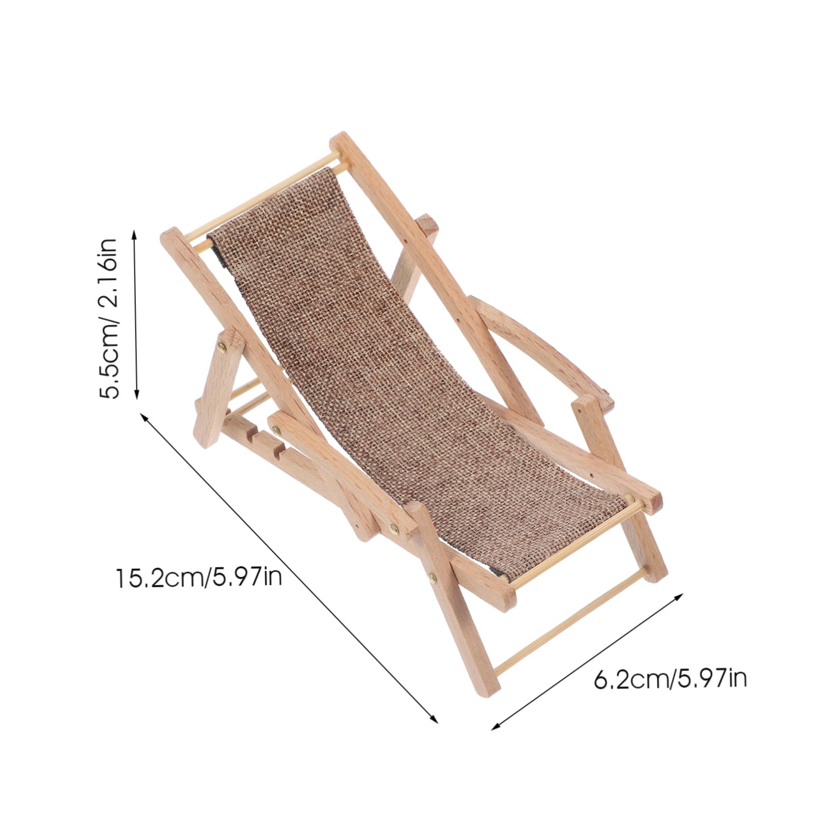 CIYODO ，， ， Chairs Decor Chaise Lounge Reclining Chair Beach Chair Doll Chair Mini Deck Chair Model Miniature Chair Miniature Deck Chair Mini House Chair Model Wood