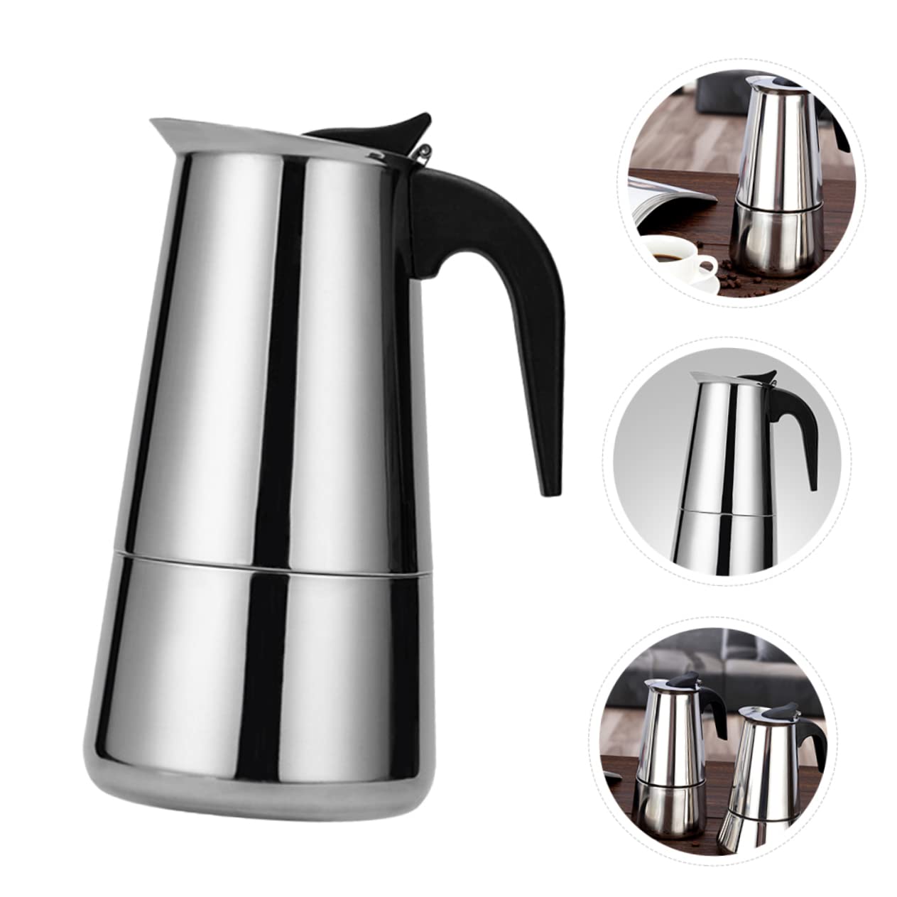 GRIRIW Coffee Pot Espresso Ground Classic Cafe Maker Espresso Machine Eletric Pot Electric Tea Pots Coffee Frother Electric Camping Coffee Maker Mocha Coffee Silver Stainless Steel