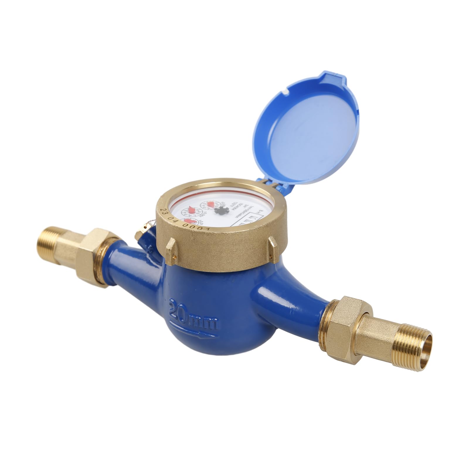 Watflow 3/4"NPT and 1/2" NPT Couplings Water Meter, Measuring in Cubic Meter, Cold Water Meter for Garden or Home.