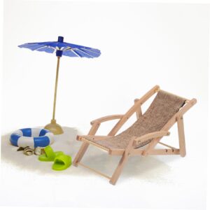 CIYODO ，， ， Chairs Decor Chaise Lounge Reclining Chair Beach Chair Doll Chair Mini Deck Chair Model Miniature Chair Miniature Deck Chair Mini House Chair Model Wood