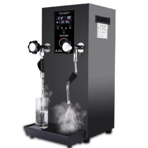 lesnau commercial milk frother, automatic steam boiling water machine 110v 2500w electric steam milk frothing machine espresso coffee milk foam machine steamer with led display for coffee tea shop