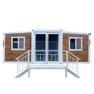 expandable modular container house–2 bedroom foldable design with kitchen, perfect for construction sites, emergency shelters, and recreational living solutions