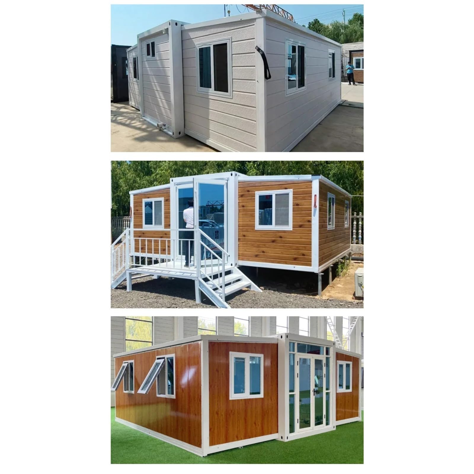 Luxury Expandable Container Home–40ft Prefabricated House with 3 Bedrooms, Kitchen, and Living Room, Ideal for Emergency Housing and Recreational Use