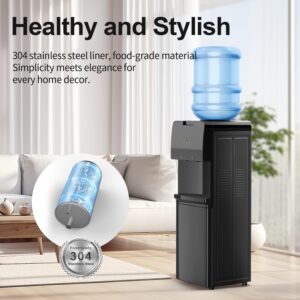 Top Loading Water Cooler Dispenser Hot Cold & Cool Water Dispenser for 3 or 5 Gallon Bottles, Child Safety Lock, Simple Quite Design, Ideal for Home, Office, Living Room