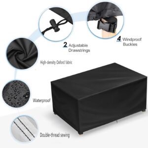 Outdoor Couch Cover Waterproof Patio Sofa Furniture Covers 138L x 63W x 35H inches Patio Furniture Covers for Winter, Heavy Duty 600D Patio Table and Chair Set Cover,Sectional Sofa Set Covers-Black