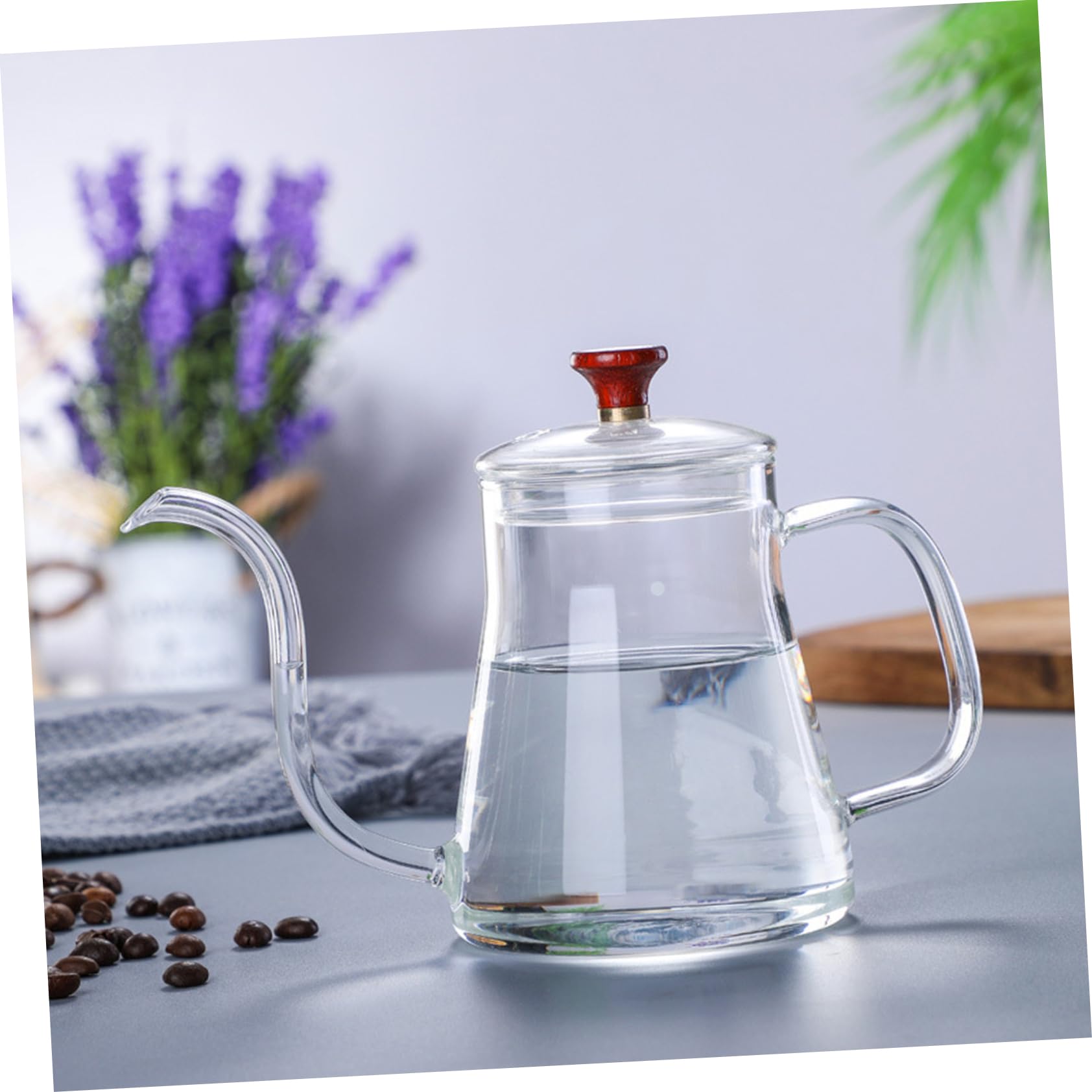 GRADENEVE Coffee Hand Pot Hand Drip Coffee Kettle Long Spout Coffee Kettle Clear Coffee Kettle Espresso Coffee Maker Goose Neck Teapot Gooseneck Kettle Stovetop Thermal Carafe Glass