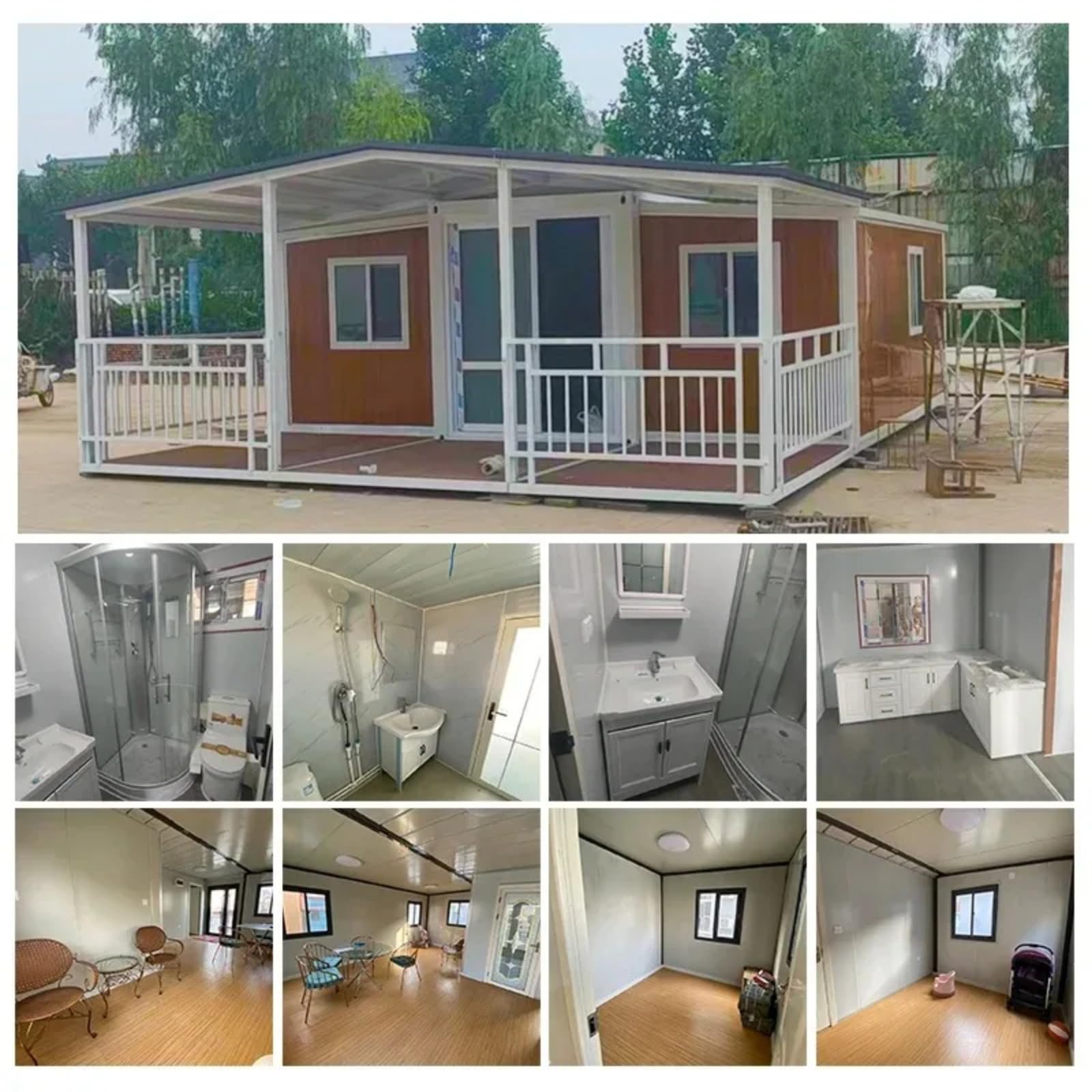 Prefabricated Luxury 2 Bedroom Multi Family Expandable Houses Luxury Steel Frame Home House 20ft Detachable Container Home