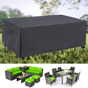 Outdoor Couch Cover Waterproof Patio Sofa Furniture Covers 138L x 63W x 35H inches Patio Furniture Covers for Winter, Heavy Duty 600D Patio Table and Chair Set Cover,Sectional Sofa Set Covers-Black