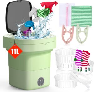 portable washing machine, 11l mini washing machine with 3 cleaning modes, suitable for baby clothes, underwear, socks, small washing machine folding design suitable for apartments, camping & travel