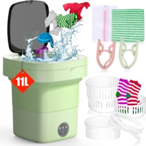 Portable Washing Machine, 11L Mini Washing Machine with 3 Cleaning Modes, Suitable for Baby Clothes, Underwear, Socks, Small Washing Machine Folding Design Suitable for Apartments, Camping & Travel